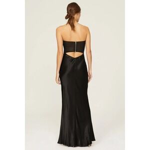 Black Strapless Cutout Silk Satin Maxi Dress Evening Formal Bec & Bridge